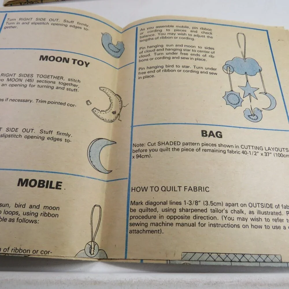McCalls 7268 Baby Nursery Sewing Pattern  (Diaper Bag, Bib, Mobile, Toys etc